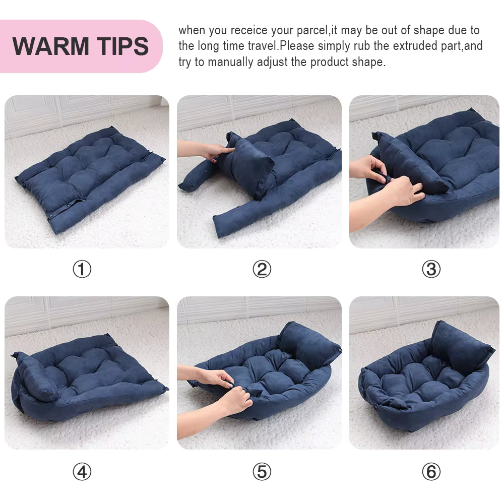 3-in-1 Transformable Dog Bed