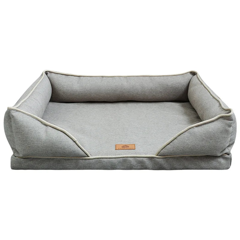 Premium Linen-Textured Dog Bed with Washable Cover โ Comfort Meets Style!