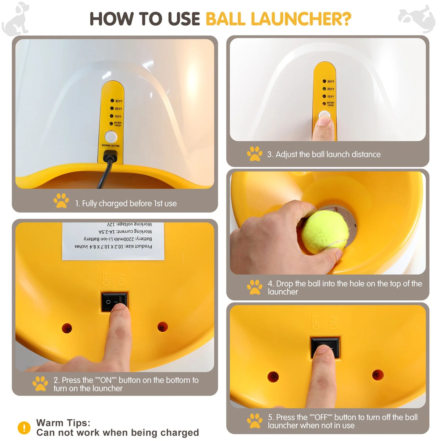 Interactive Tennis Ball Launcher - Automatic - Rechargeable