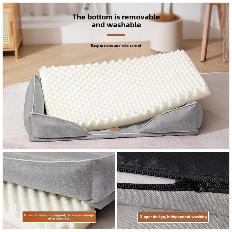Premium Linen-Textured Dog Bed with Washable Cover – Comfort Meets Style!