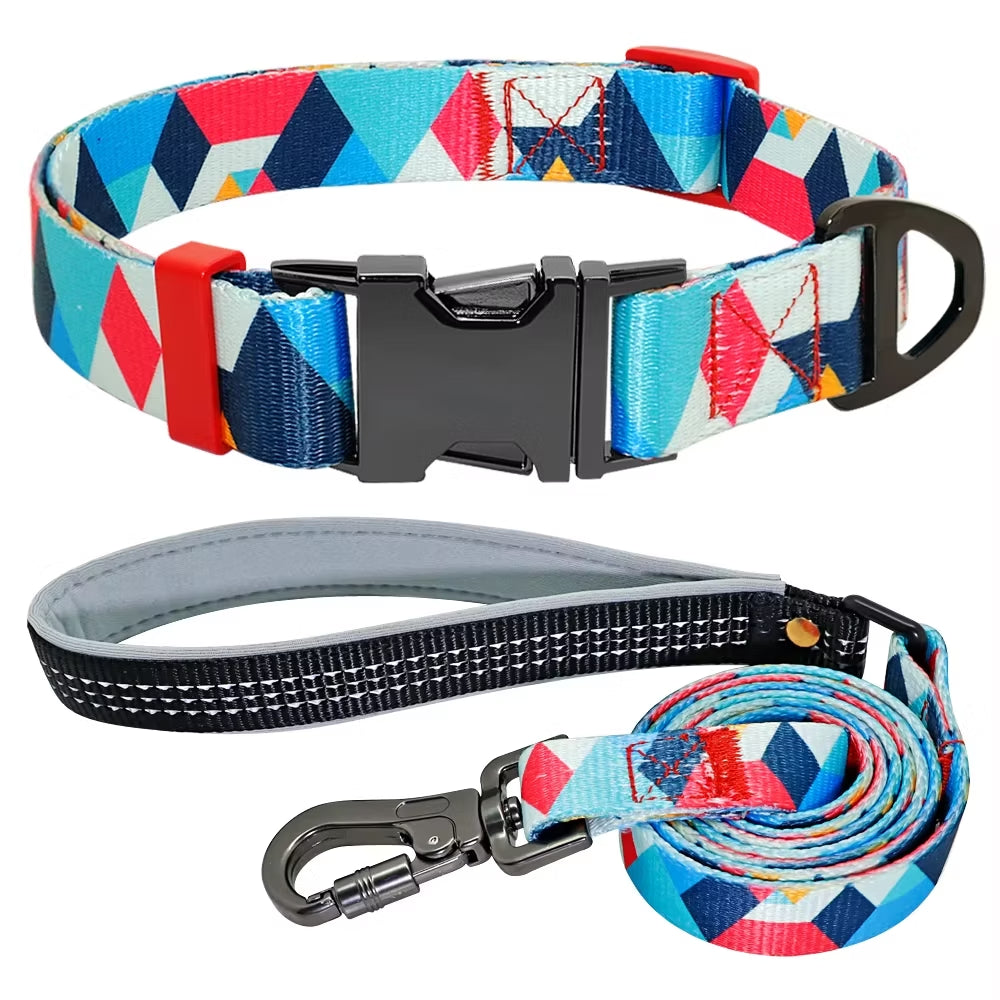 Geometric Pattern Dog Collar Set