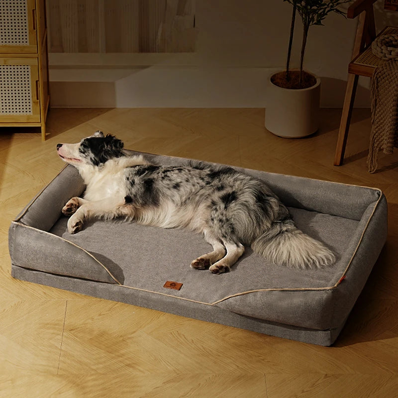 Premium Linen-Textured Dog Bed with Washable Cover – Comfort Meets Style!