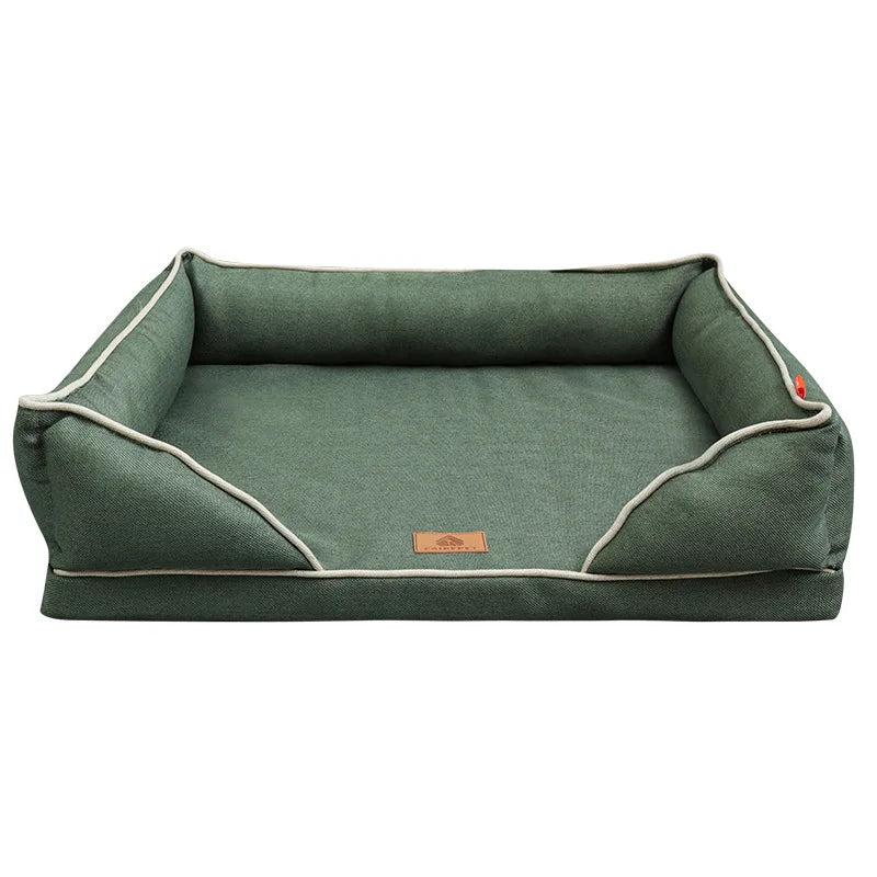 Premium Linen-Textured Dog Bed with Washable Cover – Comfort Meets Style!