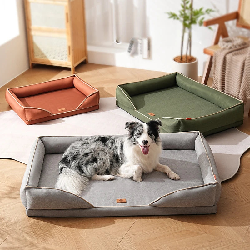 Premium Linen-Textured Dog Bed with Washable Cover – Comfort Meets Style!