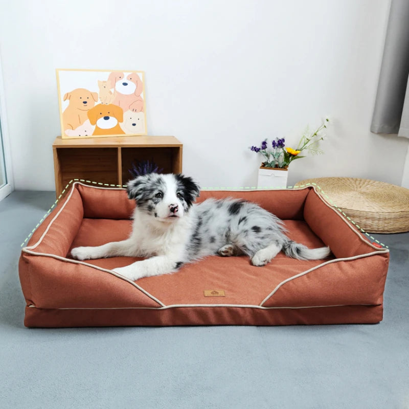 Premium Linen-Textured Dog Bed with Washable Cover – Comfort Meets Style!